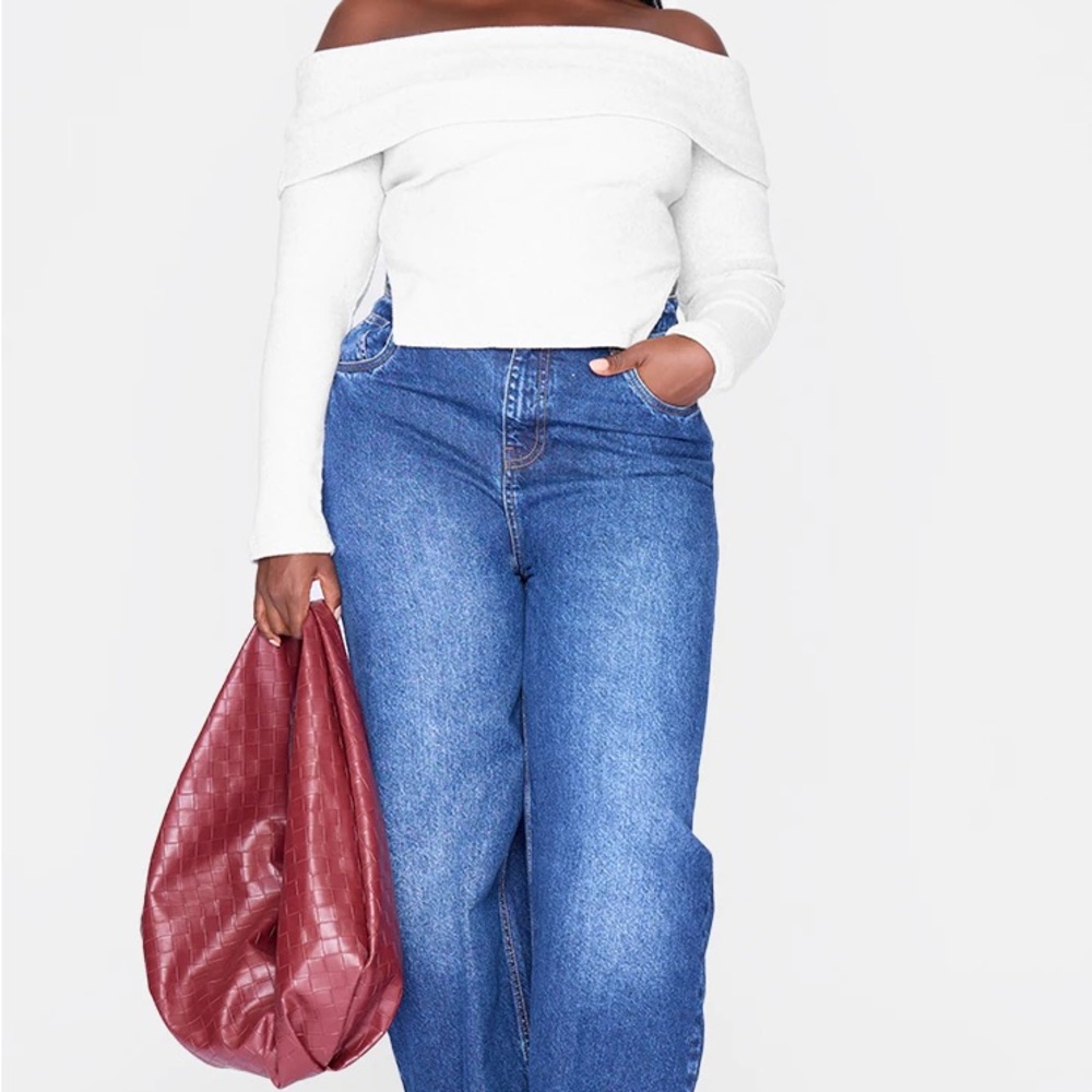 NWT Prettylittlething plus off shoulder long sleeve top size 12
